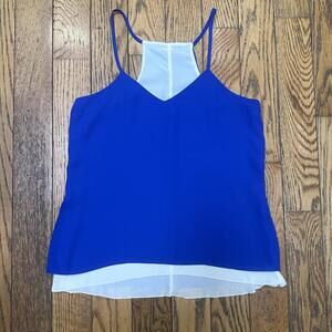 Candies Reversible Blue and Ivory Sleeveless V-Neck Racerback Layered Camisole